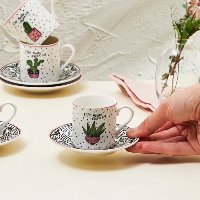 Karaca Cactus Set of 6 Coffee Cups 80 ml 153.03.05.0283 - Coffee Sets - ebarza Furniture UAE | Shop Modern Furniture in Abu Dhabi & Dubai - مفروشات ايبازرا في الامارات | تسوق اثاث عصري وديكورات مميزة في دبي وابوظبي