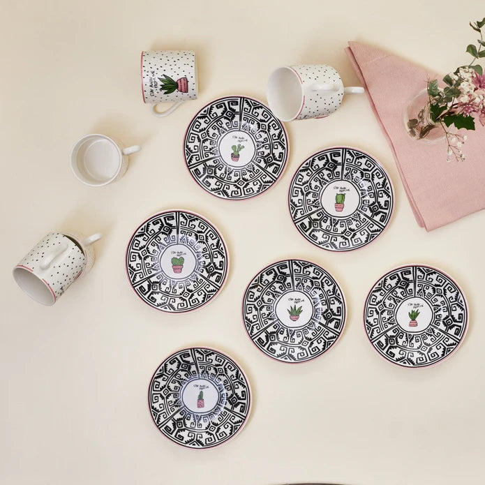 Karaca Cactus Set of 6 Coffee Cups 80 ml 153.03.05.0283 - Coffee Sets - ebarza Furniture UAE | Shop Modern Furniture in Abu Dhabi & Dubai - مفروشات ايبازرا في الامارات | تسوق اثاث عصري وديكورات مميزة في دبي وابوظبي