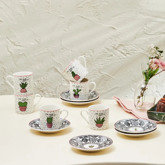 Karaca Cactus Set of 6 Coffee Cups 80 ml 153.03.05.0283 - Coffee Sets - ebarza Furniture UAE | Shop Modern Furniture in Abu Dhabi & Dubai - مفروشات ايبازرا في الامارات | تسوق اثاث عصري وديكورات مميزة في دبي وابوظبي
