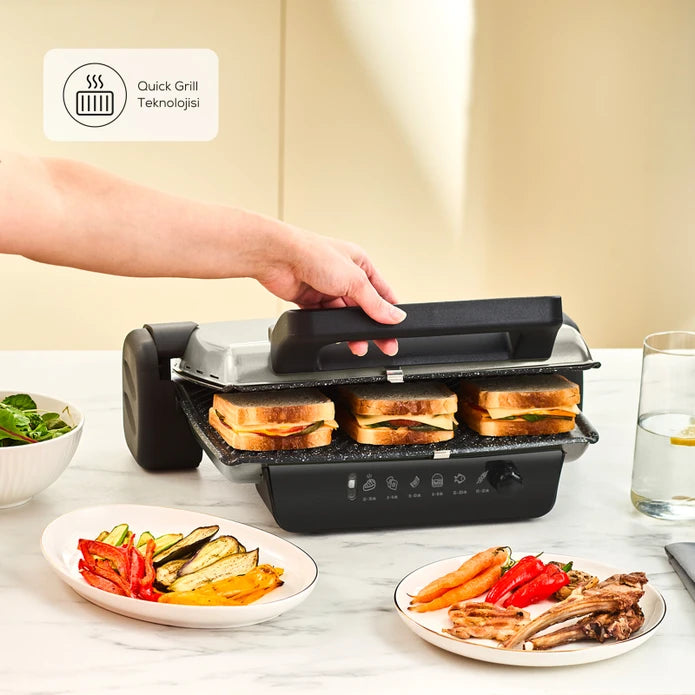 Karaca Crust Grill Toast Grill and Toaster 6 Slices Matte Cream 153.09.01.6893 - Kitchen Appliances - ebarza Furniture UAE | Shop Modern Furniture in Abu Dhabi & Dubai - مفروشات ايبازرا في الامارات | تسوق اثاث عصري وديكورات مميزة في دبي وابوظبي