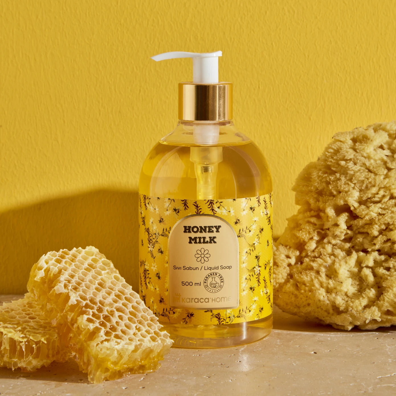 Karaca Home Cicek Honey Milk Liquid Soap 500 ml 300.22.02.0938 - Liquid Soap - ebarza Furniture UAE | Shop Modern Furniture in Abu Dhabi & Dubai - مفروشات ايبازرا في الامارات | تسوق اثاث عصري وديكورات مميزة في دبي وابوظبي