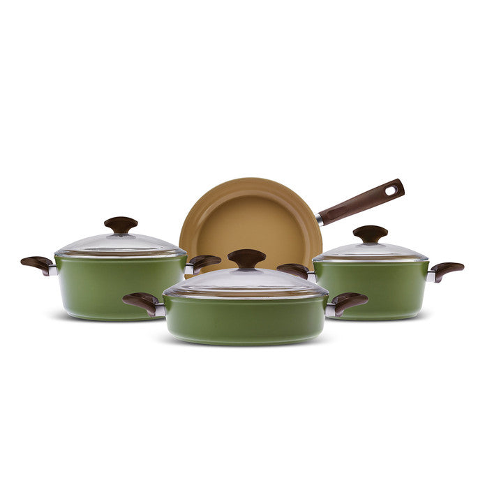Karaca Swiss Crystal Nature Pro 7 Piece Cookware Set 153.03.08.4491 - Cookware Sets - ebarza Furniture UAE | Shop Modern Furniture in Abu Dhabi & Dubai - مفروشات ايبازرا في الامارات | تسوق اثاث عصري وديكورات مميزة في دبي وابوظبي