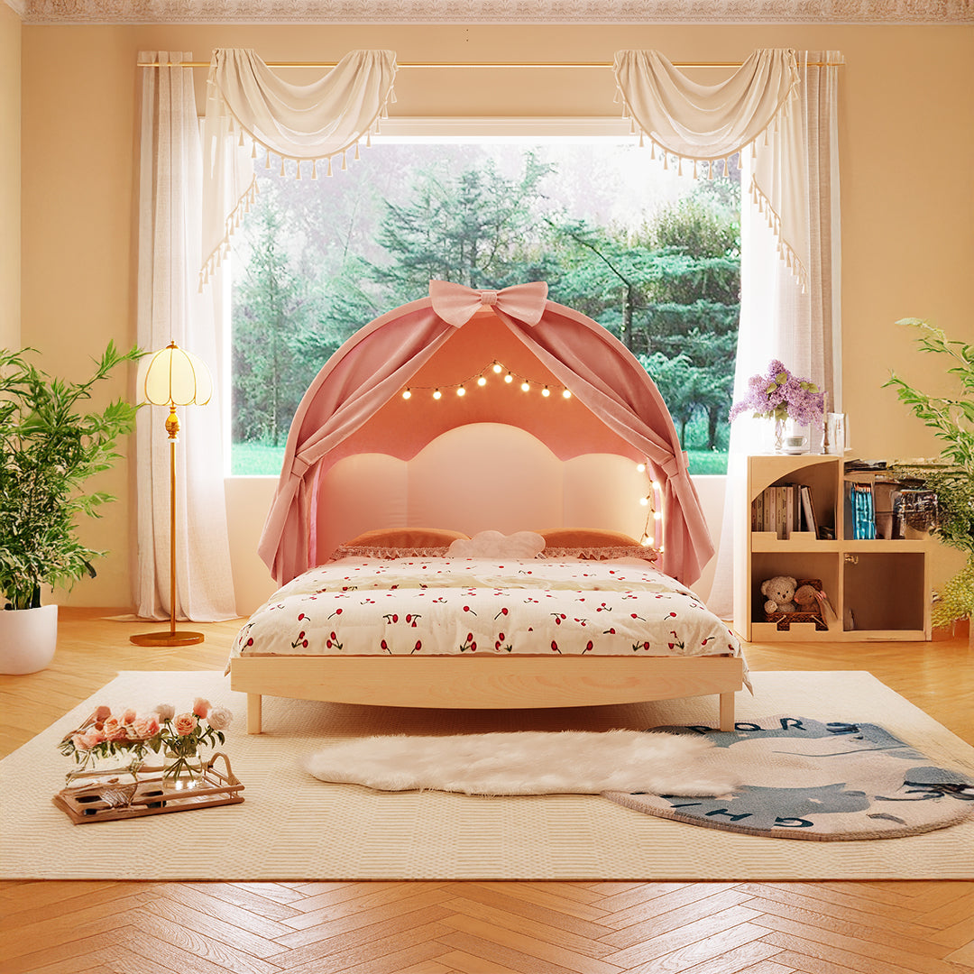 Pre-order 25 Days Delivery Stella Canopy Kid Bed E2311F - Kids Beds - ebarza Furniture UAE | Shop Modern Furniture in Abu Dhabi & Dubai - مفروشات ايبازرا في الامارات | تسوق اثاث عصري وديكورات مميزة في دبي وابوظبي