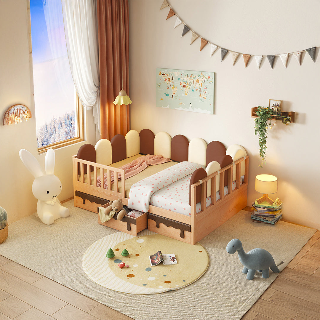 Pre-order 25 Days Delivery Neapolitan Kid Bed With drawers E2221F - Kids Beds - ebarza Furniture UAE | Shop Modern Furniture in Abu Dhabi & Dubai - مفروشات ايبازرا في الامارات | تسوق اثاث عصري وديكورات مميزة في دبي وابوظبي