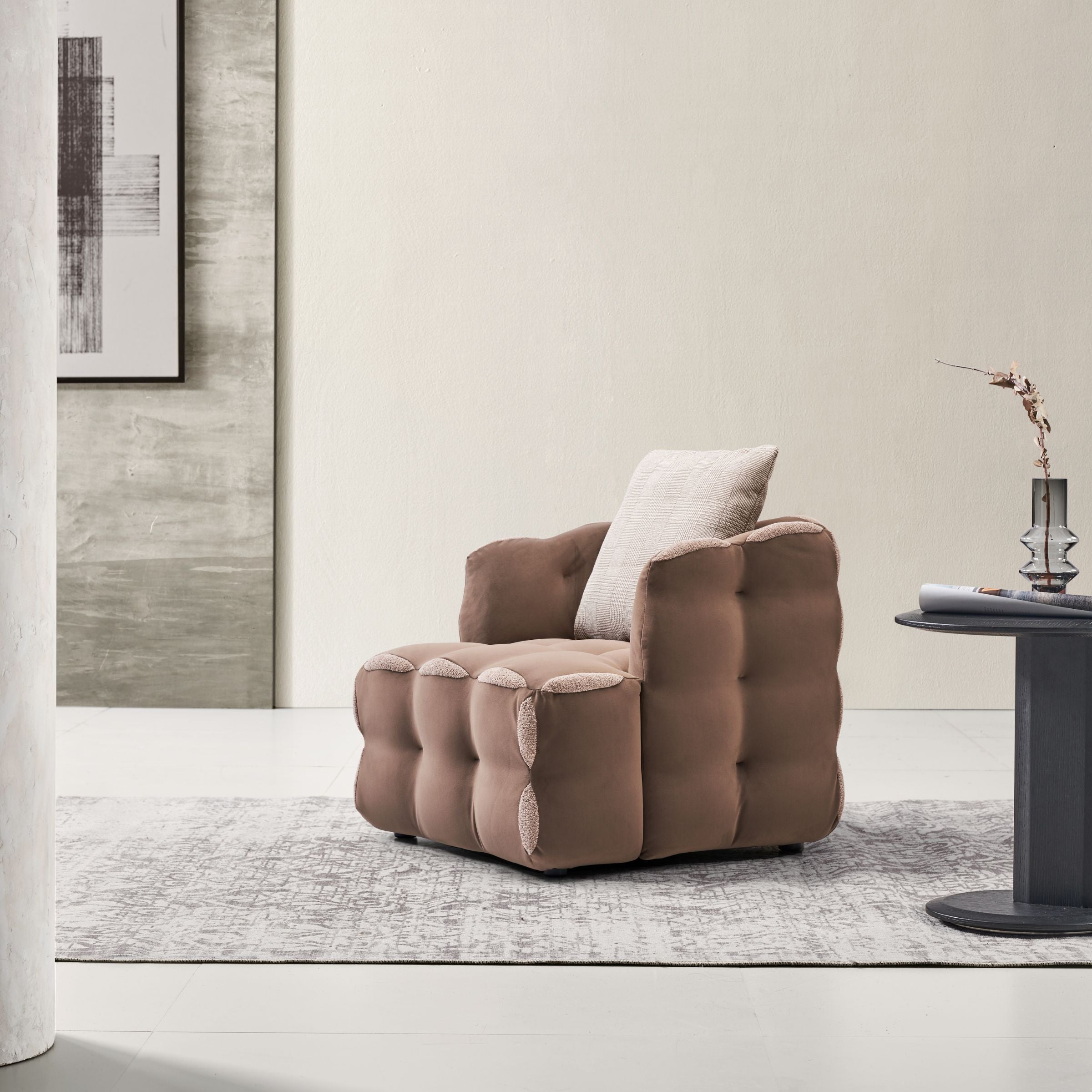 Aurora Steel Frame Armchair LC068 - Armchairs - ebarza Furniture UAE | Shop Modern Furniture in Abu Dhabi & Dubai - مفروشات ايبازرا في الامارات | تسوق اثاث عصري وديكورات مميزة في دبي وابوظبي