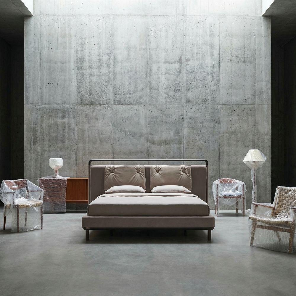 bedstead with modern living room