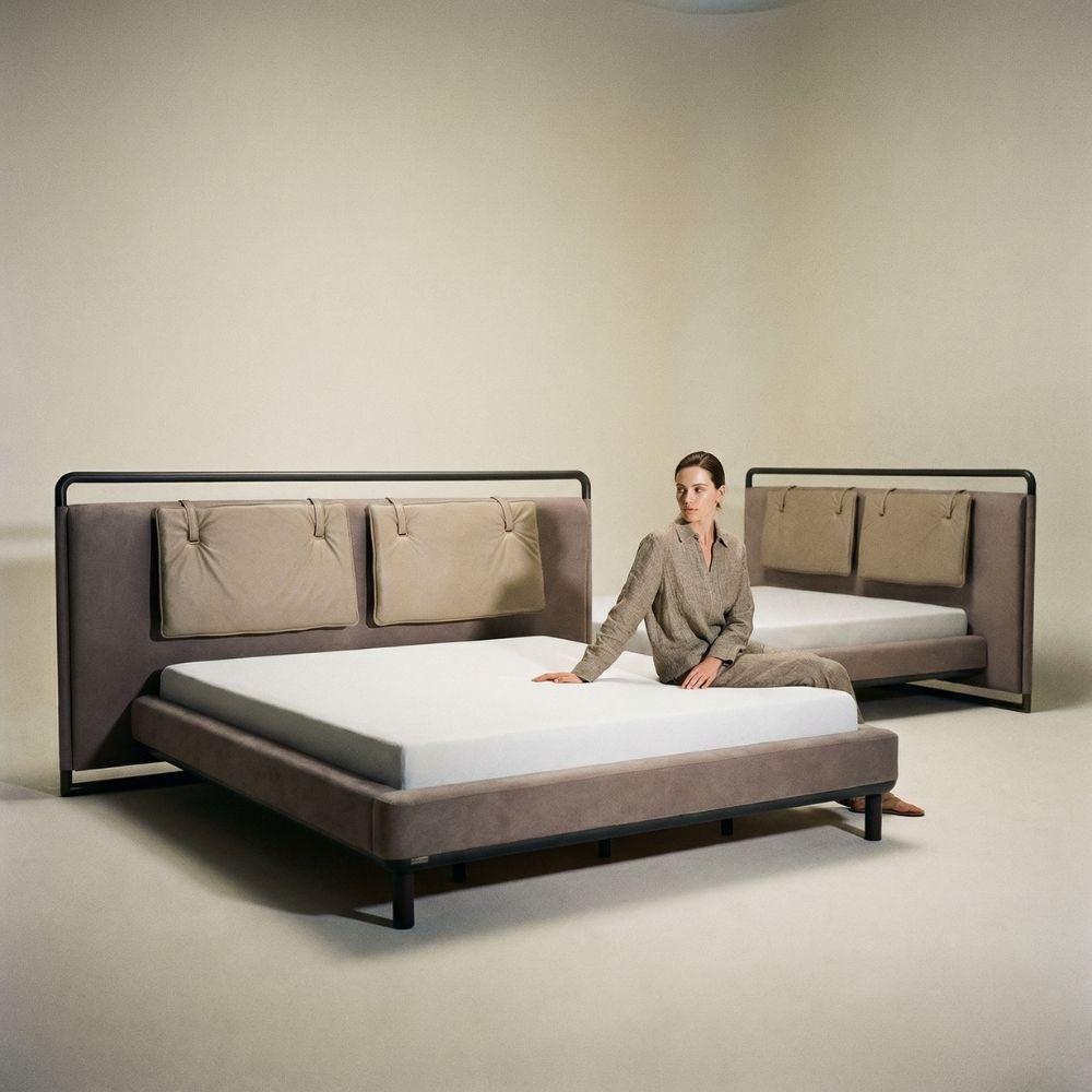 bedstead with modern living room