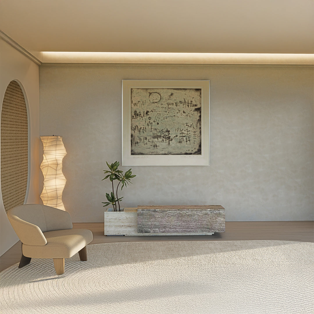 Lapis Travertine Console/ Side Board With Planter Box - EB16 - Sideboards - ebarza Furniture UAE | Shop Modern Furniture in Abu Dhabi & Dubai - مفروشات ايبازرا في الامارات | تسوق اثاث عصري وديكورات مميزة في دبي وابوظبي