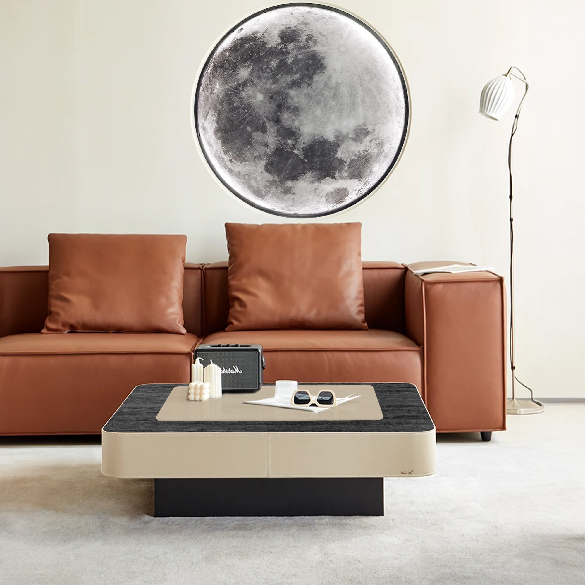Saddle Leather Veneer Coffee Table MLL-D110 - Coffee Tables - ebarza Furniture UAE | Shop Modern Furniture in Abu Dhabi & Dubai - مفروشات ايبازرا في الامارات | تسوق اثاث عصري وديكورات مميزة في دبي وابوظبي