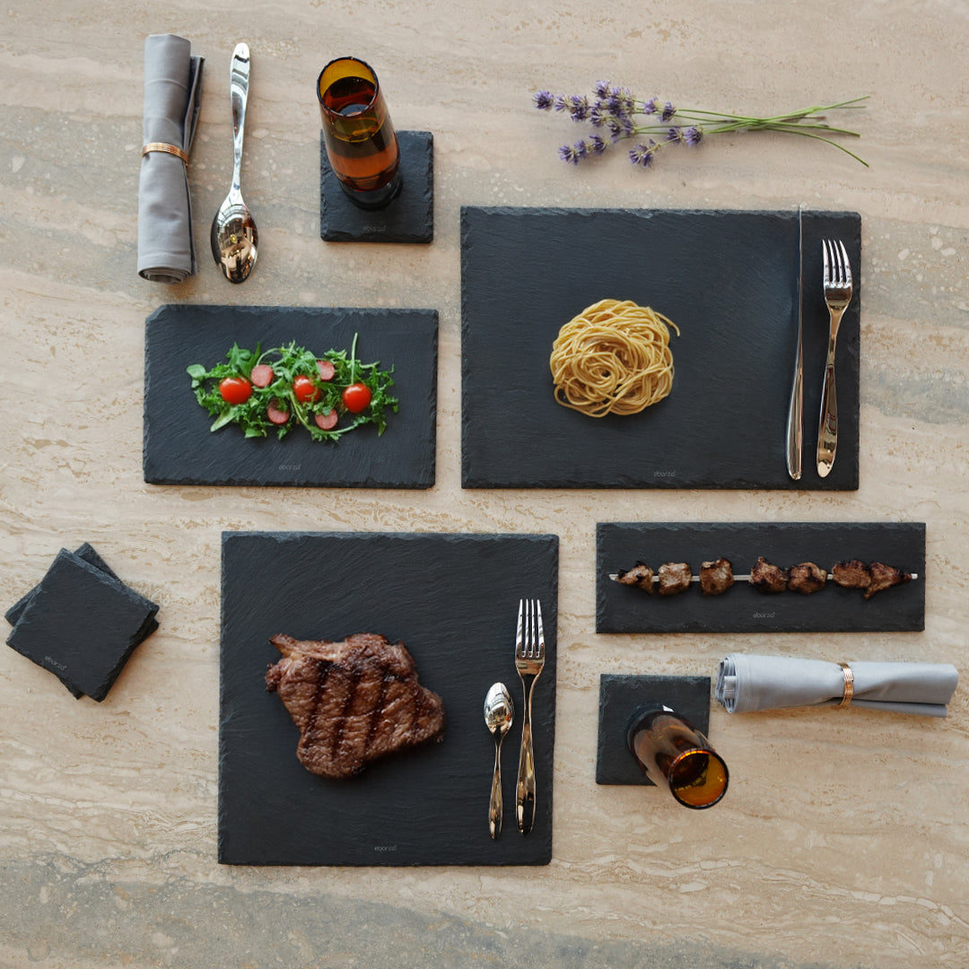 Slate Serving Board Rough Chipped Edges 36x25cm - CKPL3625B - Trays - ebarza Furniture UAE | Shop Modern Furniture in Abu Dhabi & Dubai - مفروشات ايبازرا في الامارات | تسوق اثاث عصري وديكورات مميزة في دبي وابوظبي