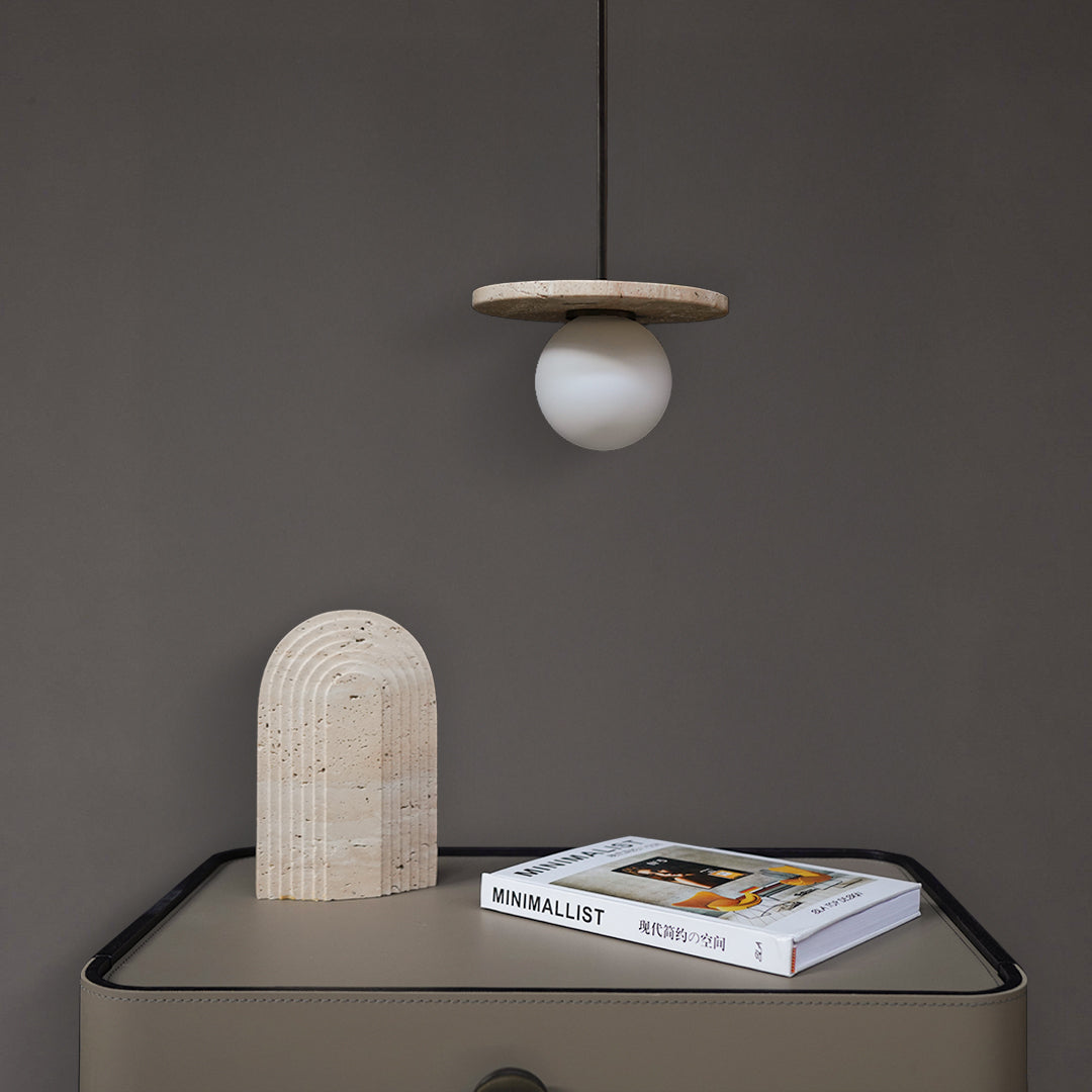 Travertine Marble Pendant Lamp 7703S1-GB - Pendant Lamps - ebarza Furniture UAE | Shop Modern Furniture in Abu Dhabi & Dubai - مفروشات ايبازرا في الامارات | تسوق اثاث عصري وديكورات مميزة في دبي وابوظبي