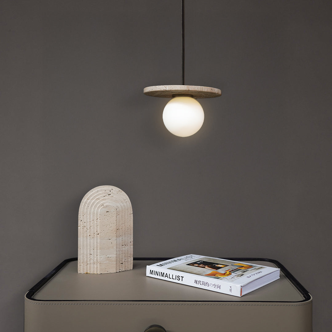 Travertine Marble Pendant Lamp 7703S1-GB - Pendant Lamps - ebarza Furniture UAE | Shop Modern Furniture in Abu Dhabi & Dubai - مفروشات ايبازرا في الامارات | تسوق اثاث عصري وديكورات مميزة في دبي وابوظبي