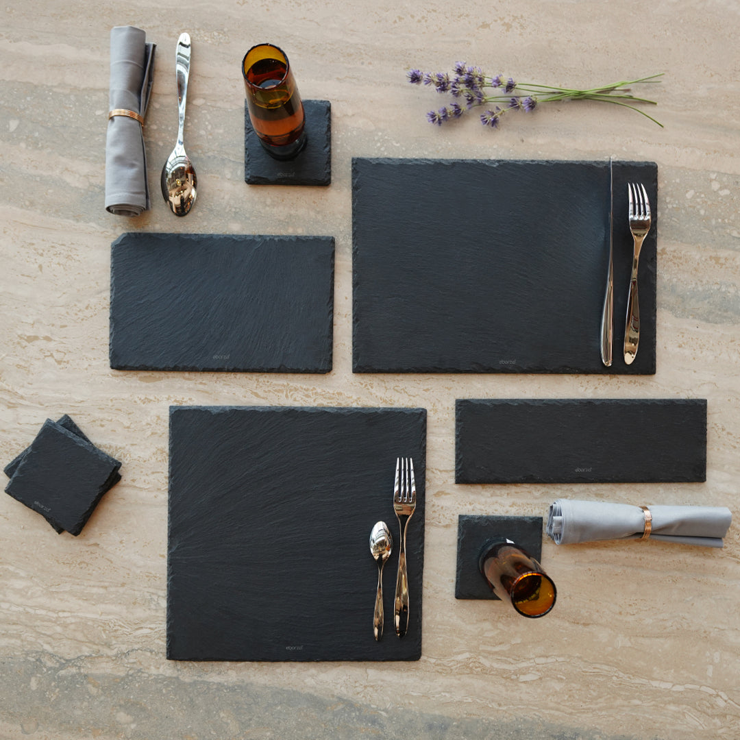 Slate Serving Board Rough Chipped Edges 26x16cm - CKPL2616B - Trays - ebarza Furniture UAE | Shop Modern Furniture in Abu Dhabi & Dubai - مفروشات ايبازرا في الامارات | تسوق اثاث عصري وديكورات مميزة في دبي وابوظبي