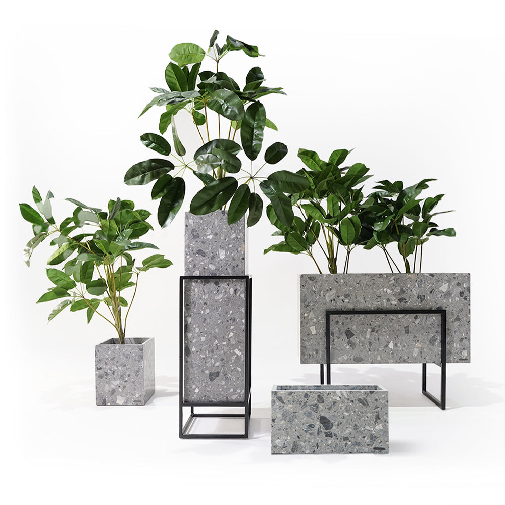 Terrazzo Grey Planter Box 306-N0370 - Planter Boxes - ebarza Furniture UAE | Shop Modern Furniture in Abu Dhabi & Dubai - مفروشات ايبازرا في الامارات | تسوق اثاث عصري وديكورات مميزة في دبي وابوظبي