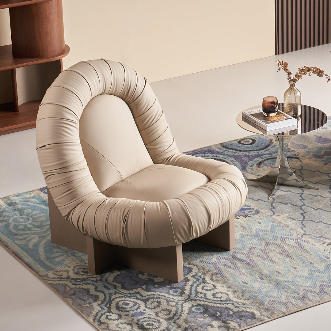 Lounge Chair LC092 - Beige - Lounge Chairs - ebarza Furniture UAE | Shop Modern Furniture in Abu Dhabi & Dubai - مفروشات ايبازرا في الامارات | تسوق اثاث عصري وديكورات مميزة في دبي وابوظبي