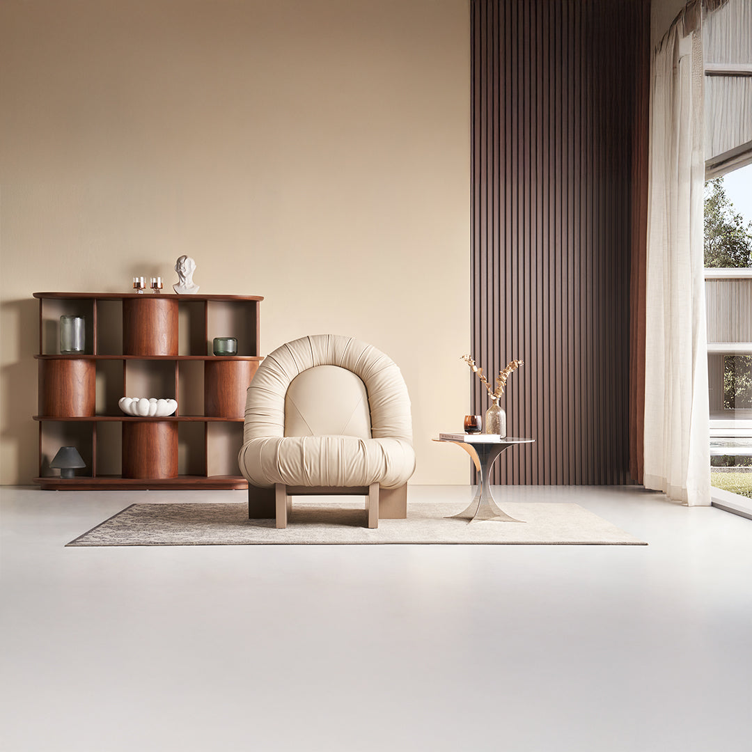 Lounge Chair LC092 - Beige - Lounge Chairs - ebarza Furniture UAE | Shop Modern Furniture in Abu Dhabi & Dubai - مفروشات ايبازرا في الامارات | تسوق اثاث عصري وديكورات مميزة في دبي وابوظبي