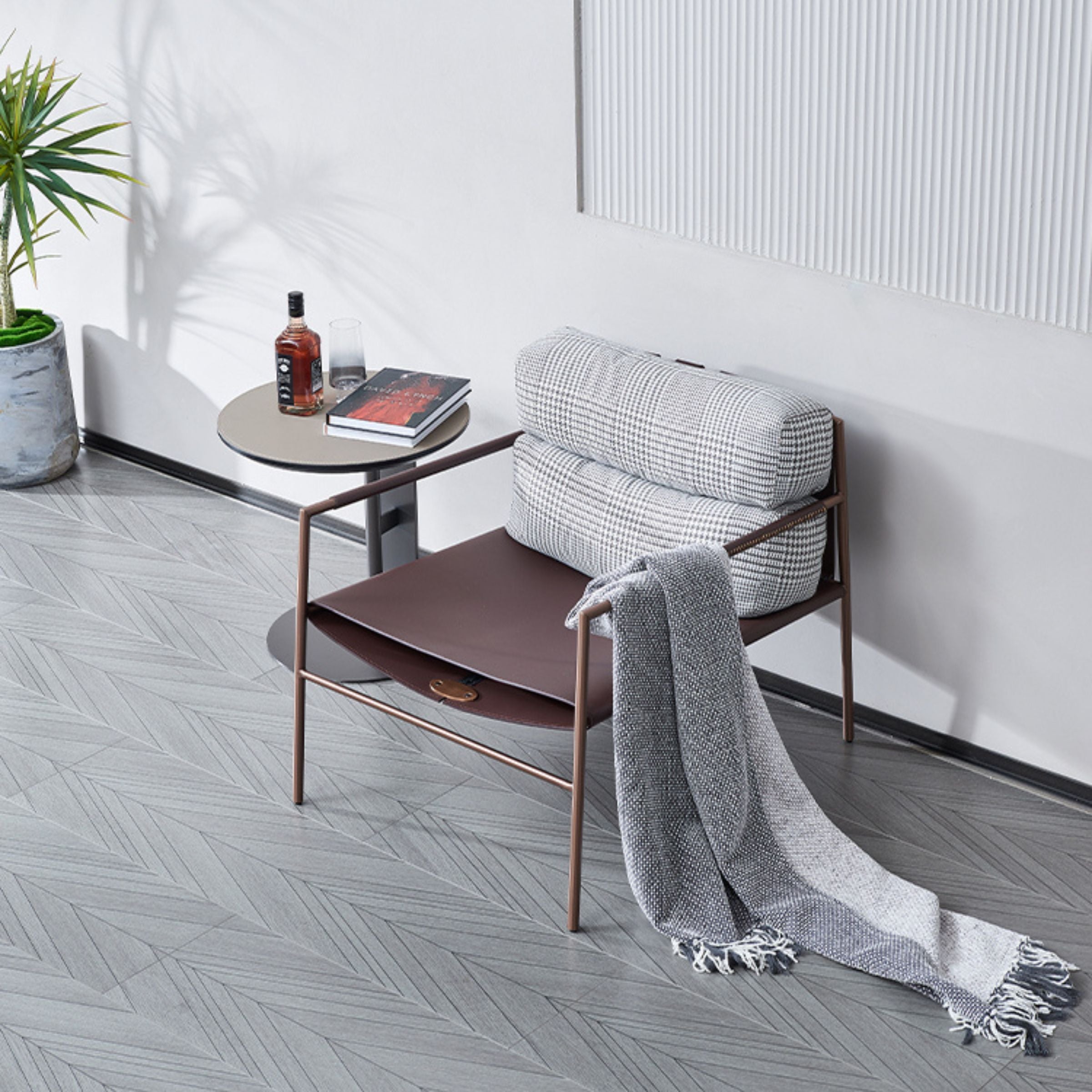 Sicily Lounge Chair MLL-A95-Brown Light Gray - Lounge Chairs - ebarza Furniture UAE | Shop Modern Furniture in Abu Dhabi & Dubai - مفروشات ايبازرا في الامارات | تسوق اثاث عصري وديكورات مميزة في دبي وابوظبي