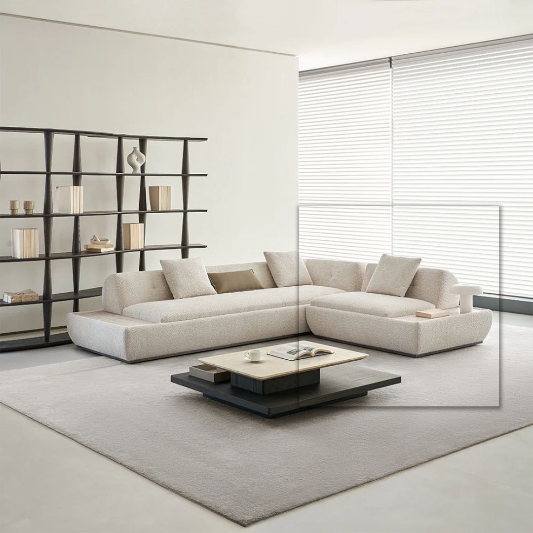 Pre-order 90 Days Delivery Lylia Single Seater Module With Travertine Side Table - MSTV-S013-C1 - Sofas - ebarza Furniture UAE | Shop Modern Furniture in Abu Dhabi & Dubai - مفروشات ايبازرا في الامارات | تسوق اثاث عصري وديكورات مميزة في دبي وابوظبي