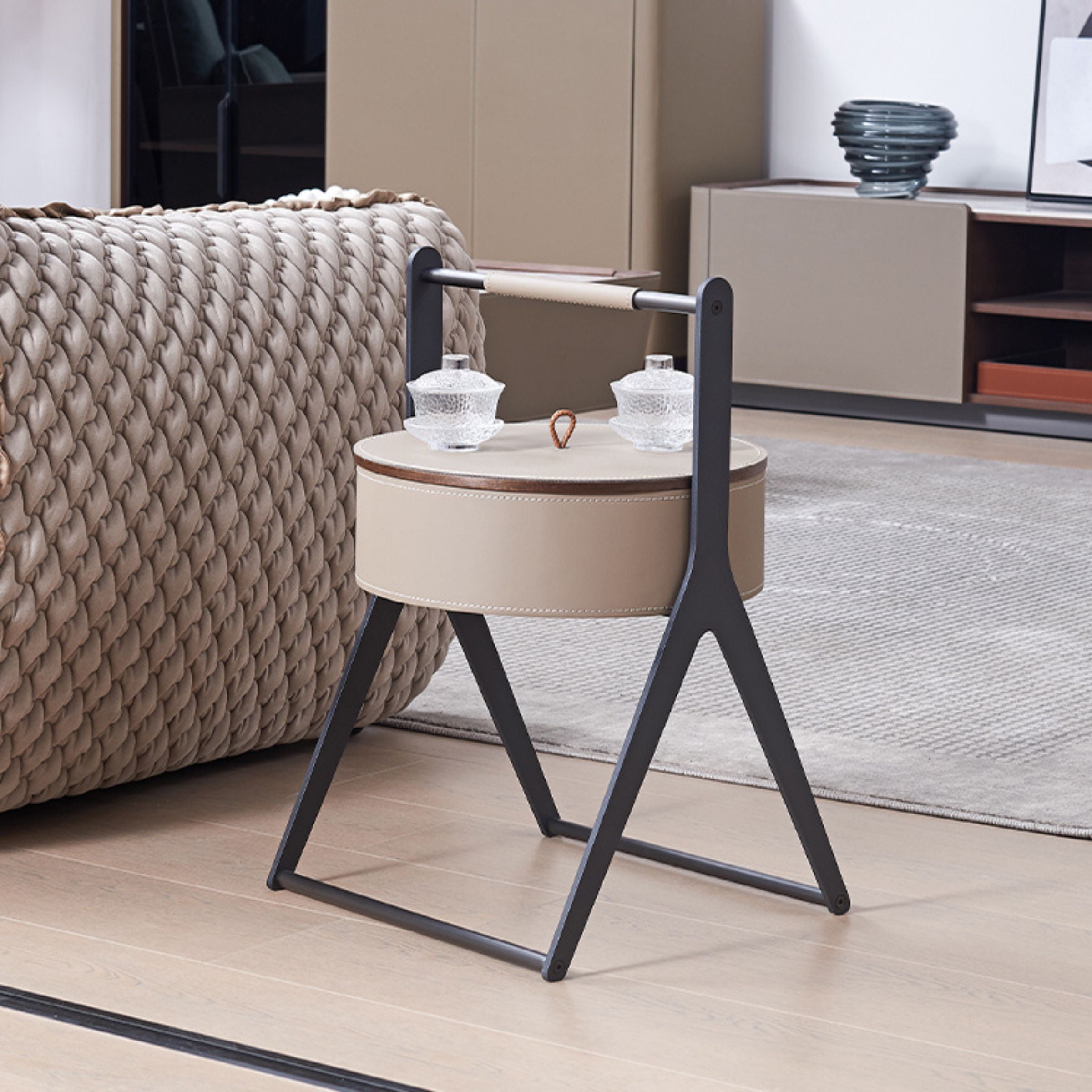 Saddle Leather Coffee Table MLL-D66 - Coffee tables - ebarza Furniture UAE | Shop Modern Furniture in Abu Dhabi & Dubai - مفروشات ايبازرا في الامارات | تسوق اثاث عصري وديكورات مميزة في دبي وابوظبي