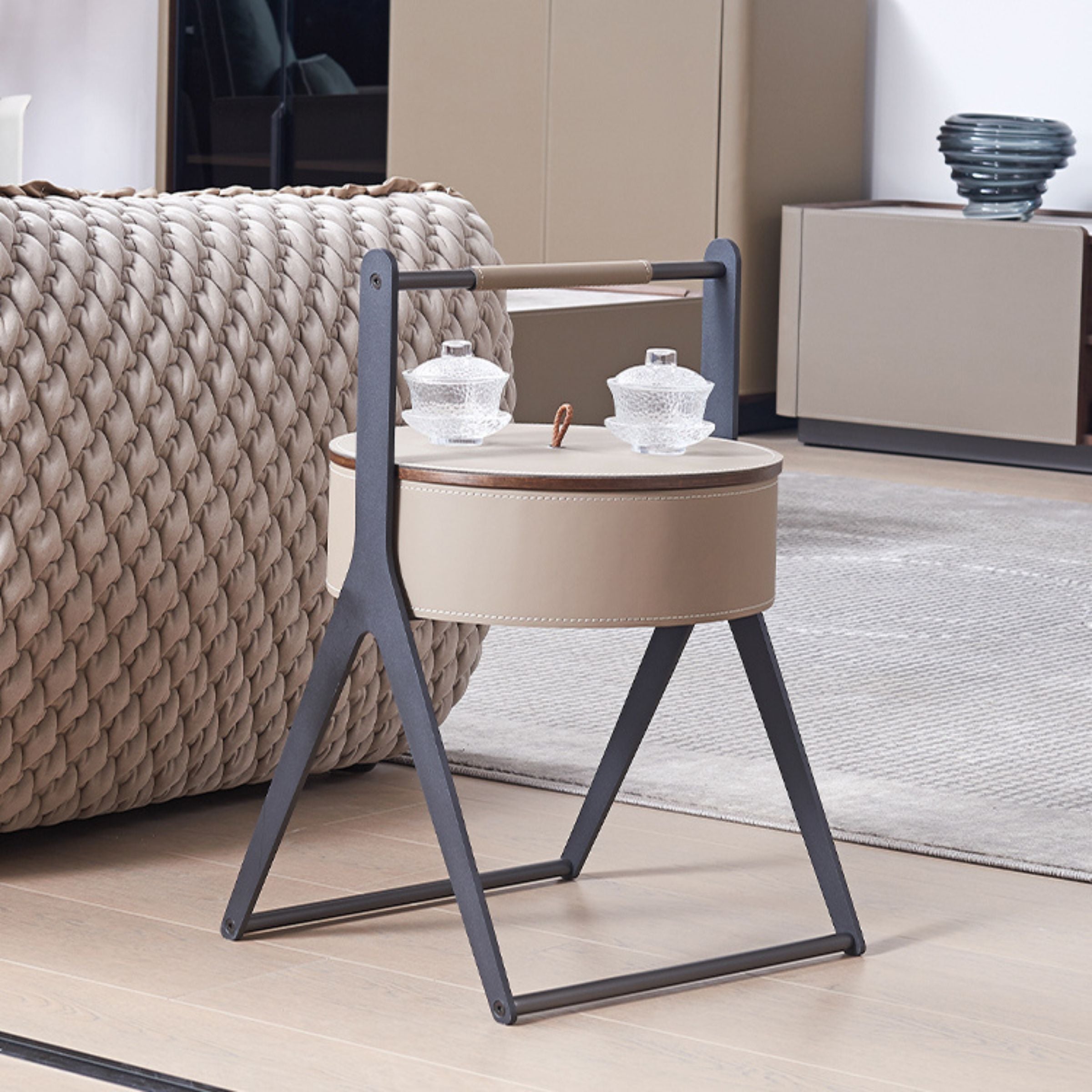 Saddle Leather Coffee Table MLL-D66 - Coffee tables - ebarza Furniture UAE | Shop Modern Furniture in Abu Dhabi & Dubai - مفروشات ايبازرا في الامارات | تسوق اثاث عصري وديكورات مميزة في دبي وابوظبي