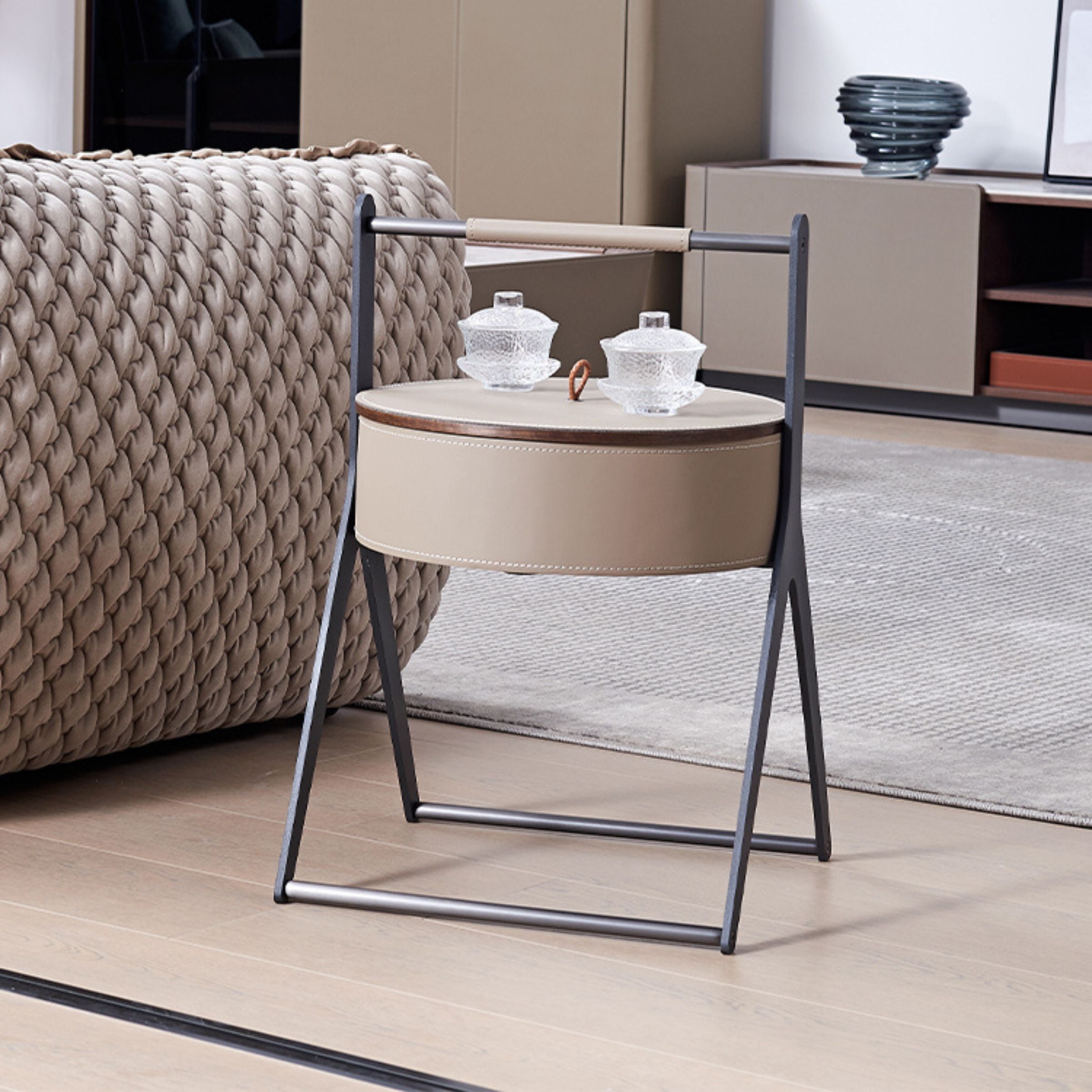 Saddle Leather Coffee Table MLL-D66 - Coffee tables - ebarza Furniture UAE | Shop Modern Furniture in Abu Dhabi & Dubai - مفروشات ايبازرا في الامارات | تسوق اثاث عصري وديكورات مميزة في دبي وابوظبي