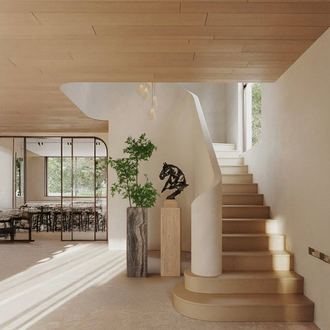 Marble Stand / Planter Box-L T0161 - Beige - Artwork Stands - ebarza Furniture UAE | Shop Modern Furniture in Abu Dhabi & Dubai - مفروشات ايبازرا في الامارات | تسوق اثاث عصري وديكورات مميزة في دبي وابوظبي