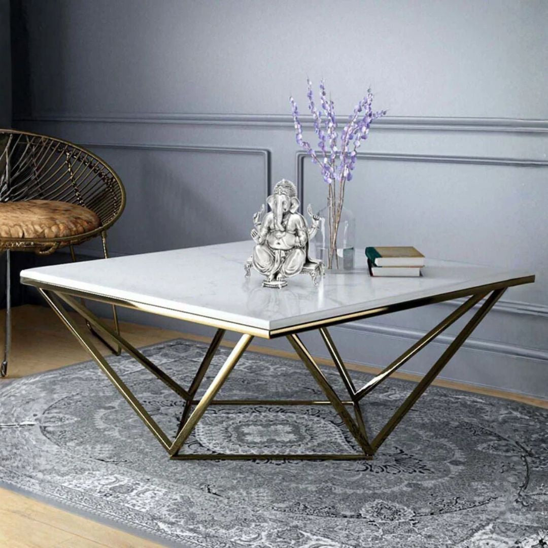 Natural Marble & Stainless Steel Table Bp8809B-G - Coffee Tables - ebarza Furniture UAE | Shop Modern Furniture in Abu Dhabi & Dubai - مفروشات ايبازرا في الامارات | تسوق اثاث عصري وديكورات مميزة في دبي وابوظبي