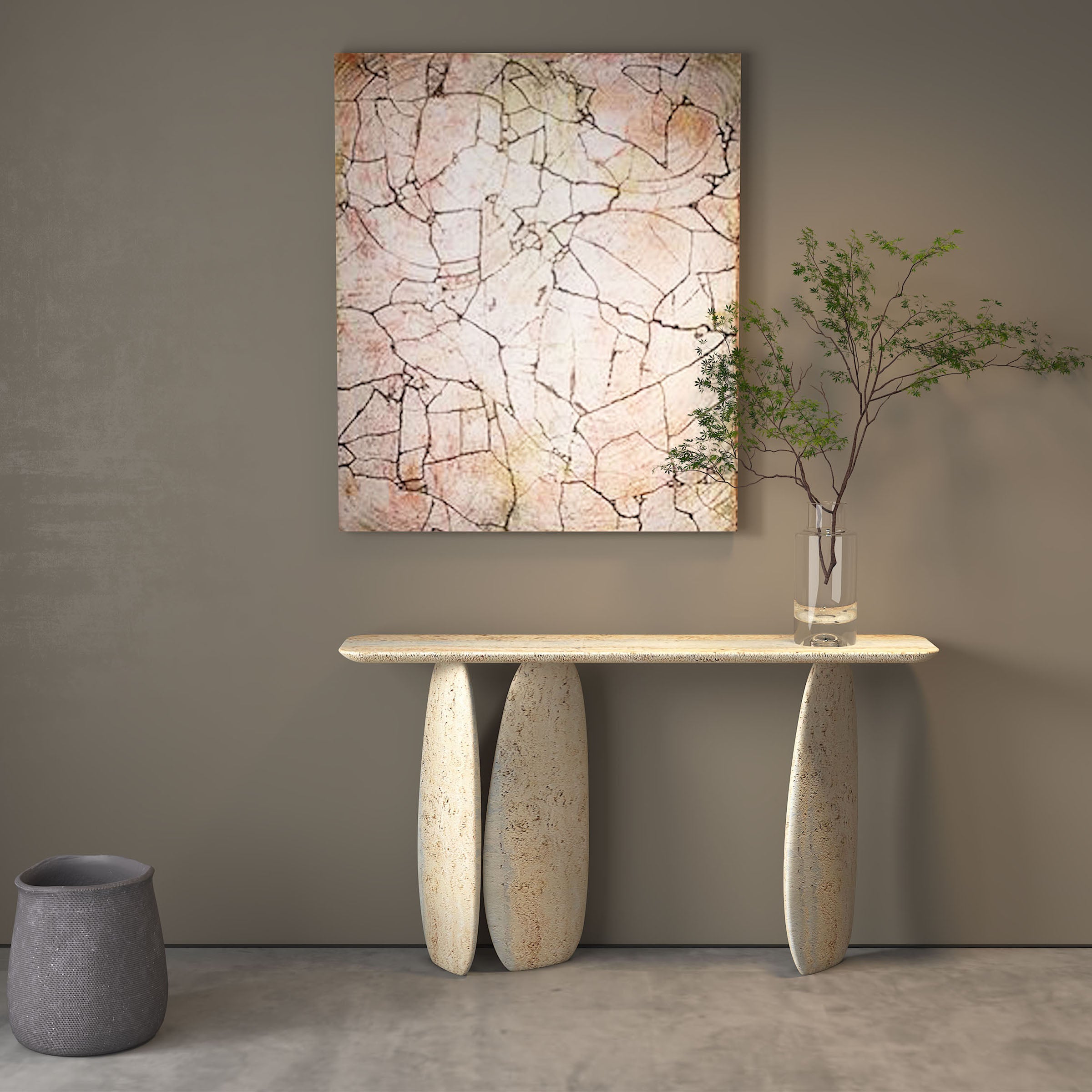 As Is - Lisbon Travertine Console Table - 495DTS-160cm - DISPLAY ITEM - ebarza Furniture UAE | Shop Modern Furniture in Abu Dhabi & Dubai - مفروشات ايبازرا في الامارات | تسوق اثاث عصري وديكورات مميزة في دبي وابوظبي