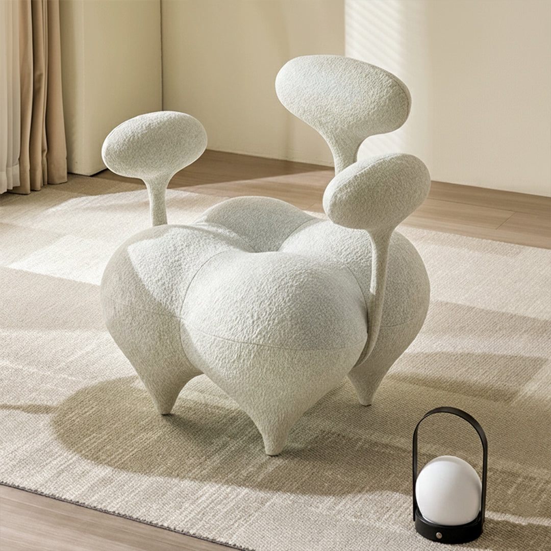 Nodus Lounge Chair PZ-666-L - Beige White - Lounge Chairs - ebarza Furniture UAE | Shop Modern Furniture in Abu Dhabi & Dubai - مفروشات ايبازرا في الامارات | تسوق اثاث عصري وديكورات مميزة في دبي وابوظبي