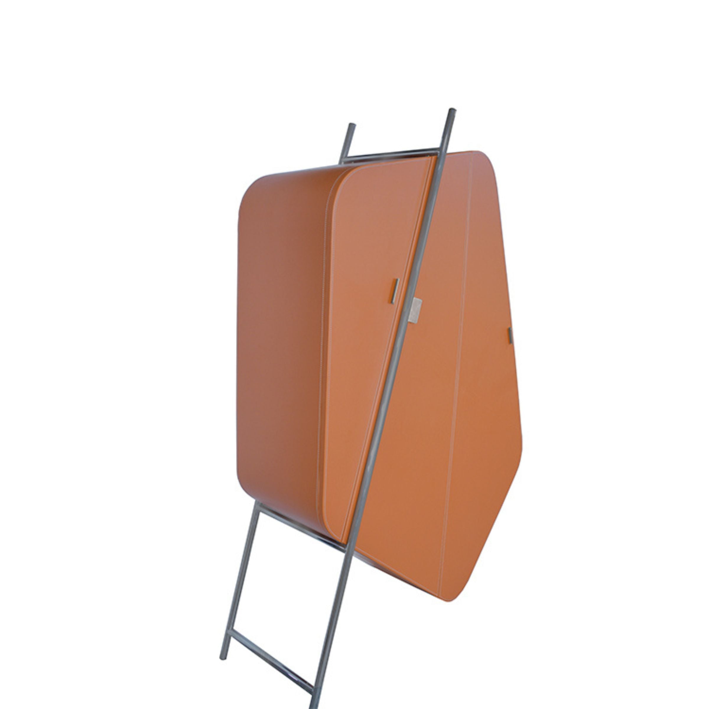 Irragular Shape Highboard / Sideboard Unit Mycroft Orange Saddle Leather and Stainless Steel MLL-T45 - Cabinets - ebarza Furniture UAE | Shop Modern Furniture in Abu Dhabi & Dubai - مفروشات ايبازرا في الامارات | تسوق اثاث عصري وديكورات مميزة في دبي وابوظبي