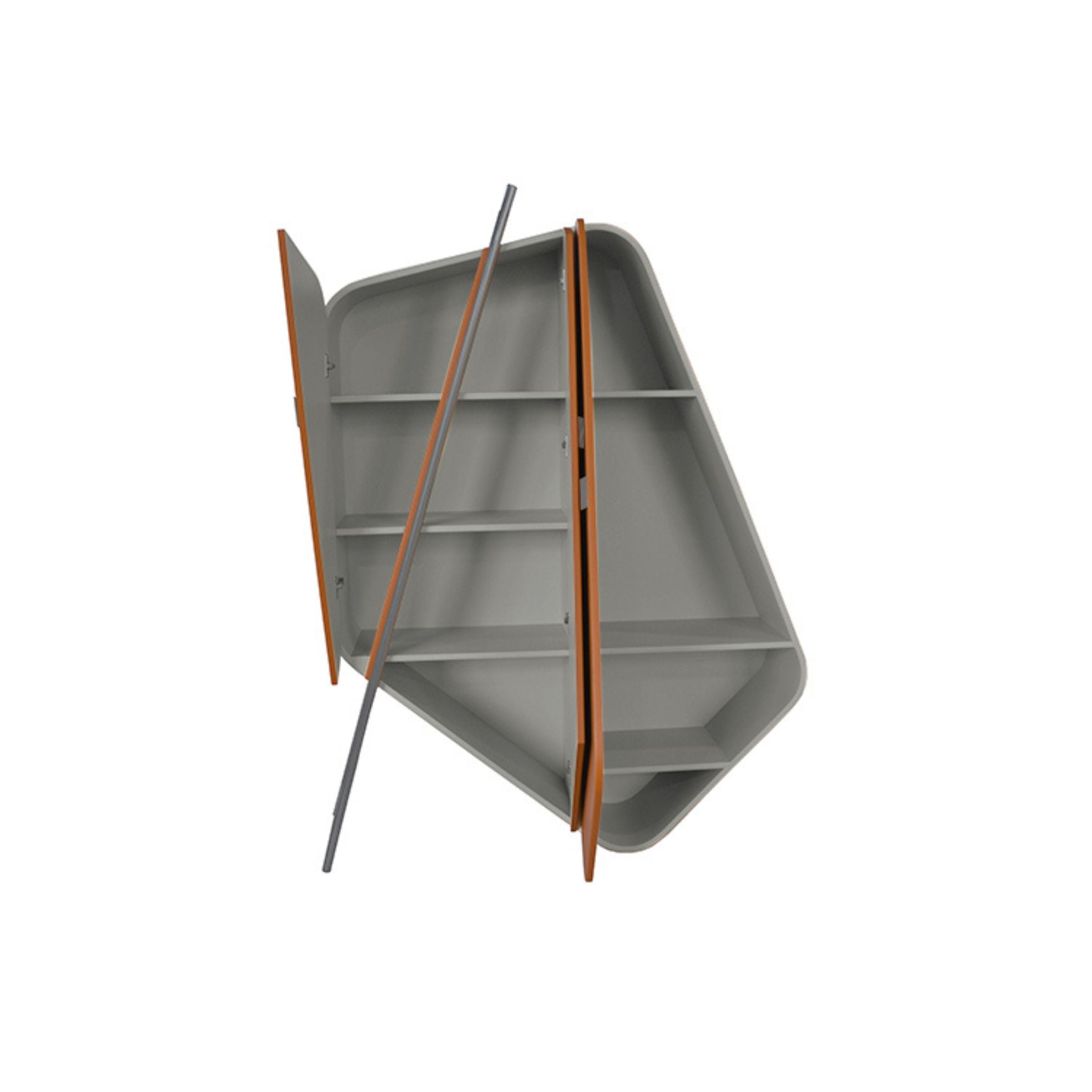 Irragular Shape Highboard / Sideboard Unit Mycroft Orange Saddle Leather and Stainless Steel MLL-T45 - Cabinets - ebarza Furniture UAE | Shop Modern Furniture in Abu Dhabi & Dubai - مفروشات ايبازرا في الامارات | تسوق اثاث عصري وديكورات مميزة في دبي وابوظبي