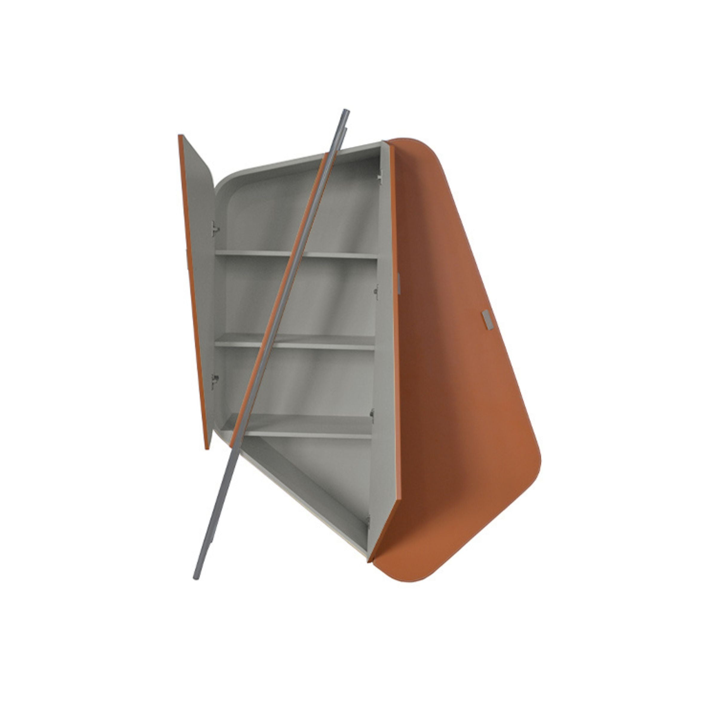 Irragular Shape Highboard / Sideboard Unit Mycroft Orange Saddle Leather and Stainless Steel MLL-T45 - Cabinets - ebarza Furniture UAE | Shop Modern Furniture in Abu Dhabi & Dubai - مفروشات ايبازرا في الامارات | تسوق اثاث عصري وديكورات مميزة في دبي وابوظبي