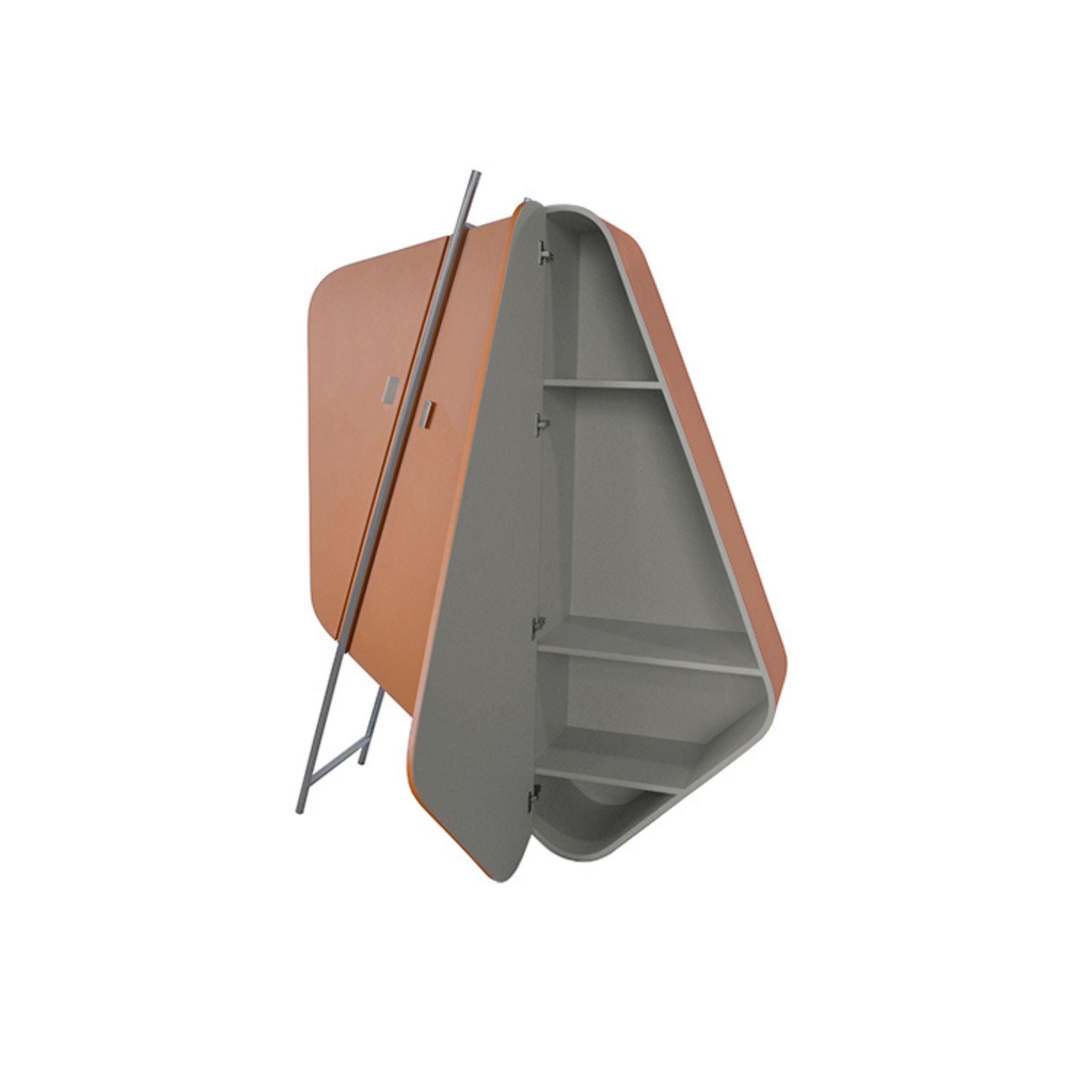 Irragular Shape Highboard / Sideboard Unit Mycroft Orange Saddle Leather and Stainless Steel MLL-T45 - Cabinets - ebarza Furniture UAE | Shop Modern Furniture in Abu Dhabi & Dubai - مفروشات ايبازرا في الامارات | تسوق اثاث عصري وديكورات مميزة في دبي وابوظبي