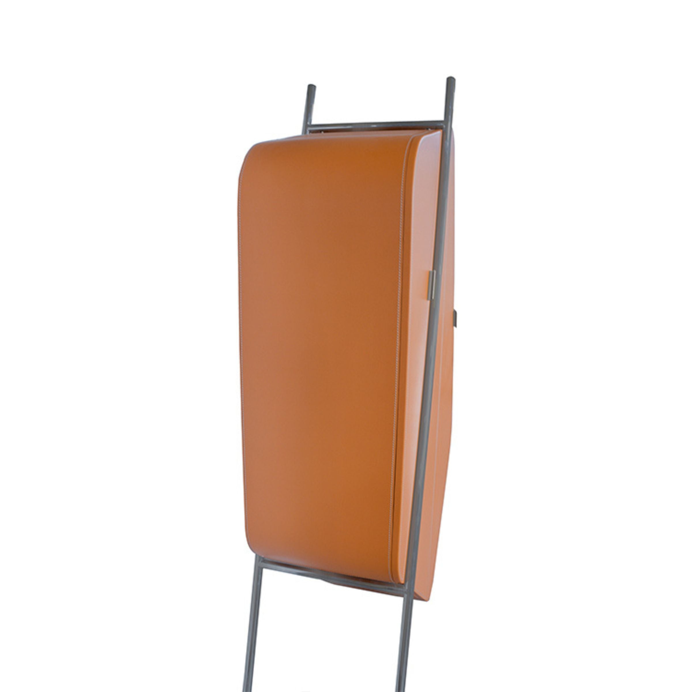 Irragular Shape Highboard / Sideboard Unit Mycroft Orange Saddle Leather and Stainless Steel MLL-T45 - Cabinets - ebarza Furniture UAE | Shop Modern Furniture in Abu Dhabi & Dubai - مفروشات ايبازرا في الامارات | تسوق اثاث عصري وديكورات مميزة في دبي وابوظبي