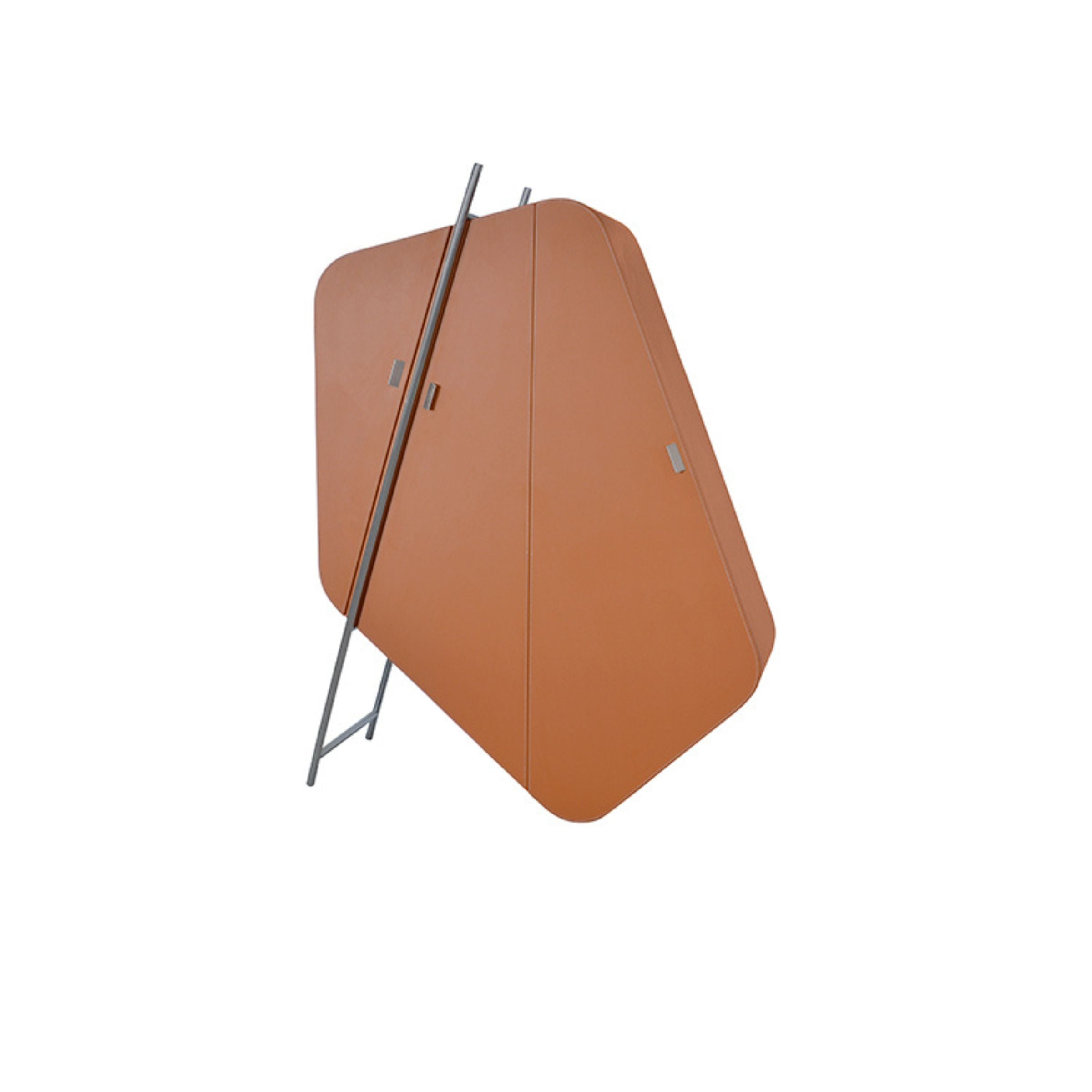 Irragular Shape Highboard / Sideboard Unit Mycroft Orange Saddle Leather and Stainless Steel MLL-T45 - Cabinets - ebarza Furniture UAE | Shop Modern Furniture in Abu Dhabi & Dubai - مفروشات ايبازرا في الامارات | تسوق اثاث عصري وديكورات مميزة في دبي وابوظبي