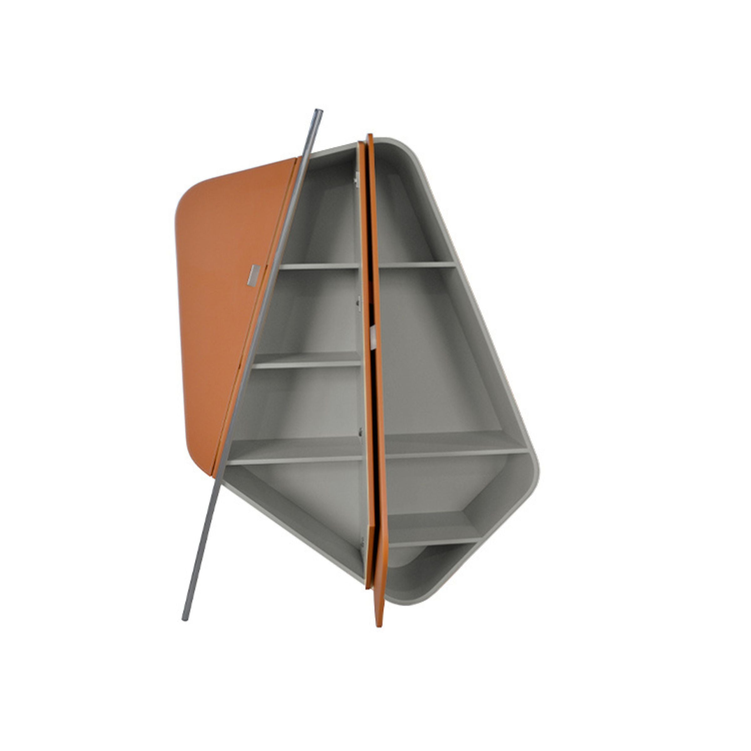 Irragular Shape Highboard / Sideboard Unit Mycroft Orange Saddle Leather and Stainless Steel MLL-T45 - Cabinets - ebarza Furniture UAE | Shop Modern Furniture in Abu Dhabi & Dubai - مفروشات ايبازرا في الامارات | تسوق اثاث عصري وديكورات مميزة في دبي وابوظبي