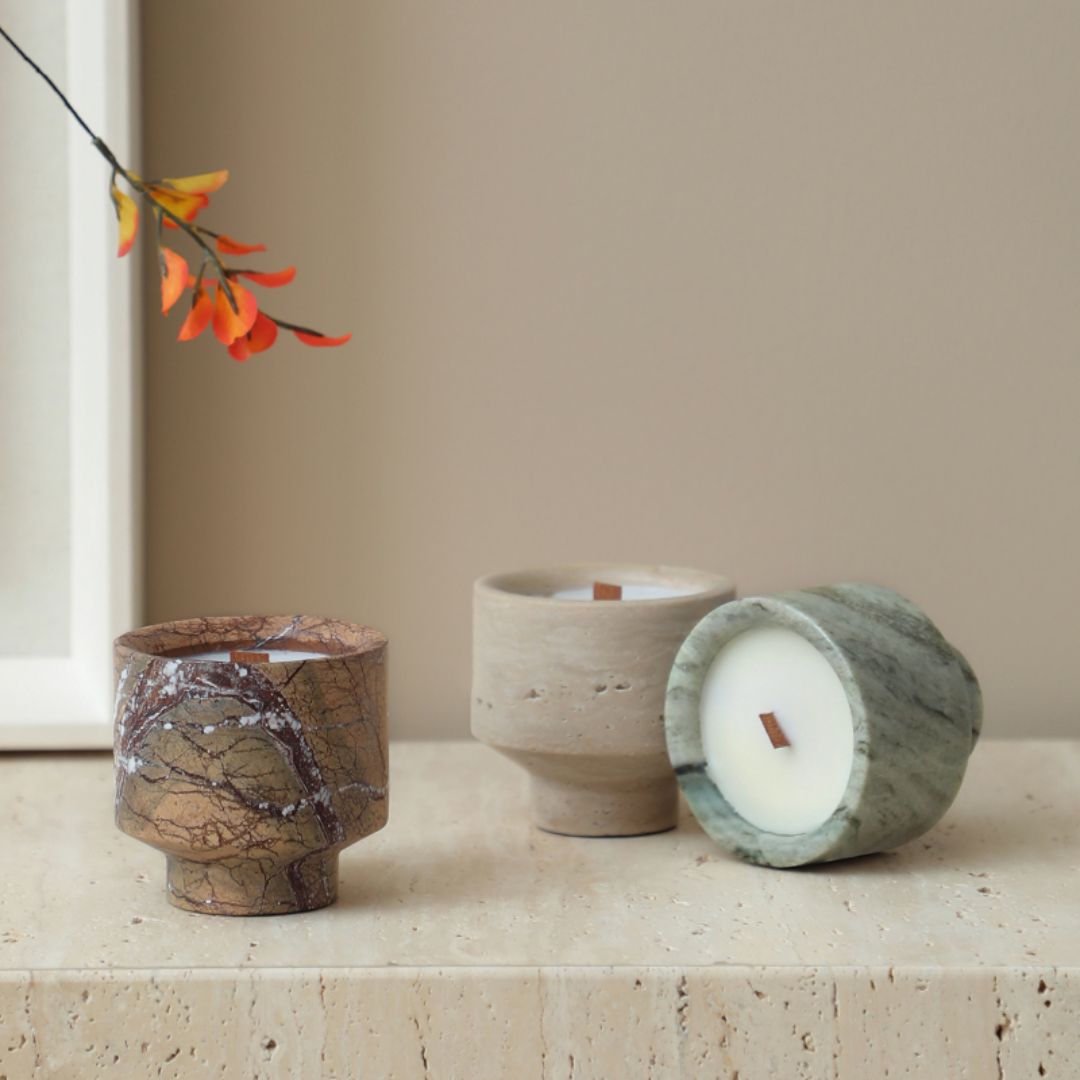 Plateau Natural Stone Candle Cup FF-T25016 - Candles - ebarza Furniture UAE | Shop Modern Furniture in Abu Dhabi & Dubai - مفروشات ايبازرا في الامارات | تسوق اثاث عصري وديكورات مميزة في دبي وابوظبي