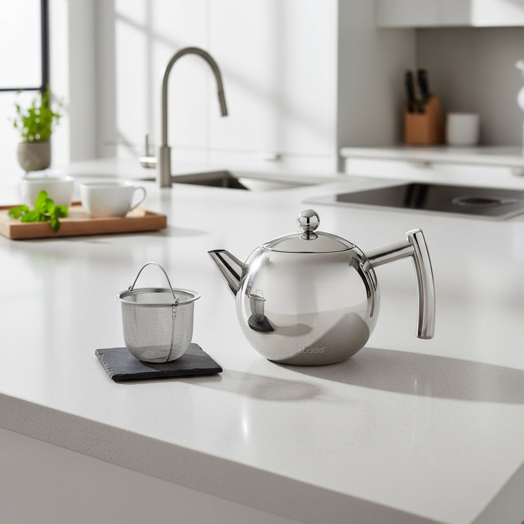 Pre-order 15 Days Delivery Single Wall Stainless Steel Teapot With Infuser T0103 (500ml) - Coffee and Tea Pots - ebarza Furniture UAE | Shop Modern Furniture in Abu Dhabi & Dubai - مفروشات ايبازرا في الامارات | تسوق اثاث عصري وديكورات مميزة في دبي وابوظبي