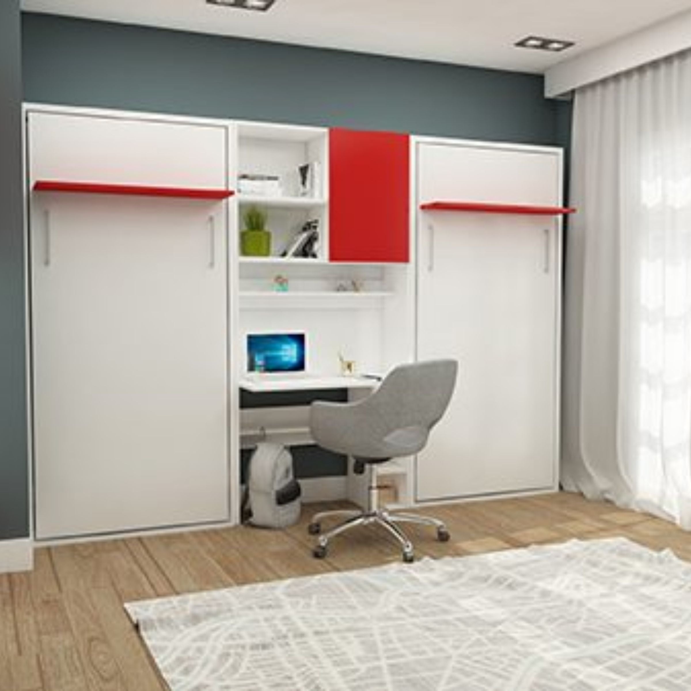 Happy Convertable Wall Bed With Quality Mattress 1101 - Bedsteads - ebarza Furniture UAE | Shop Modern Furniture in Abu Dhabi & Dubai - مفروشات ايبازرا في الامارات | تسوق اثاث عصري وديكورات مميزة في دبي وابوظبي