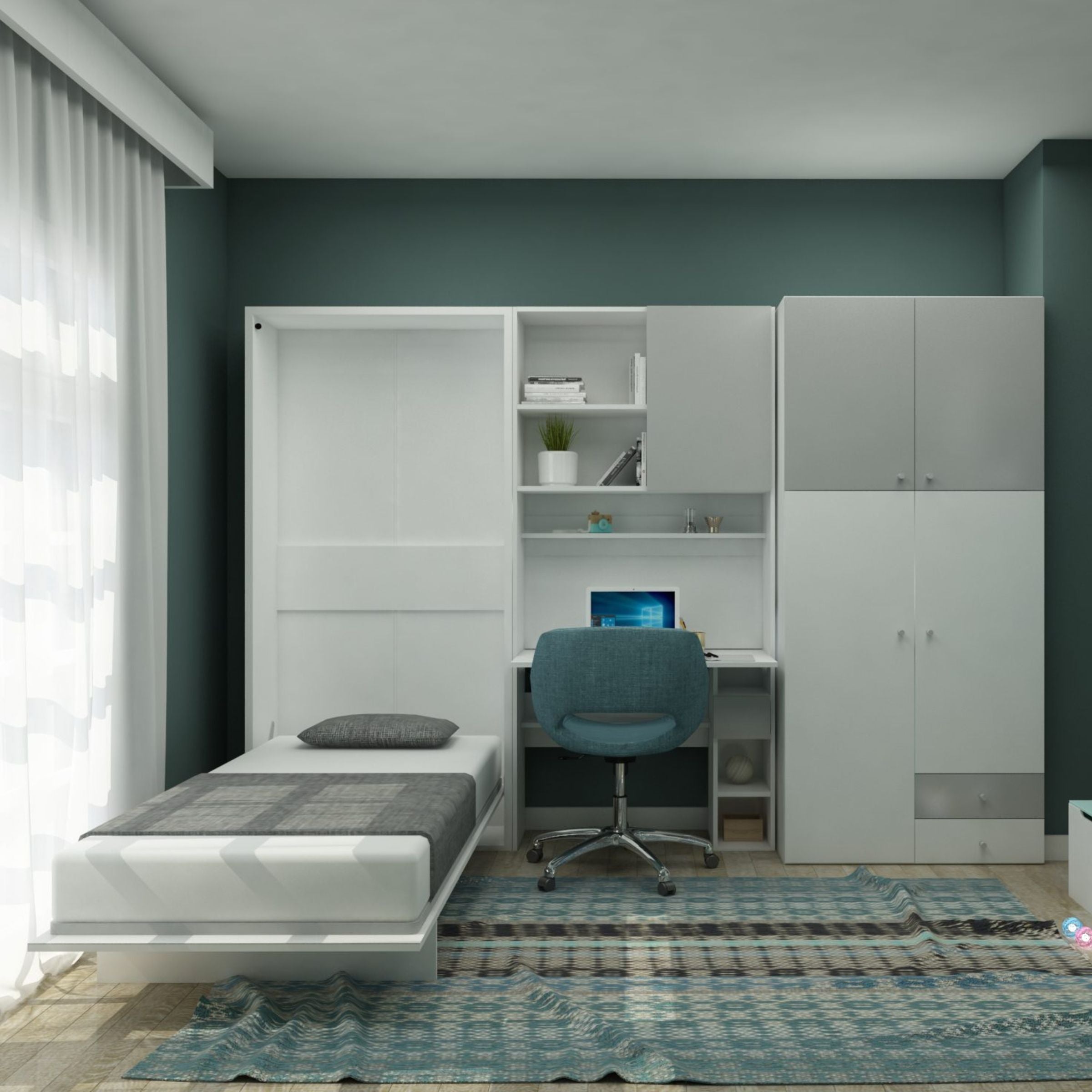 Happy Convertable Wall Bed With Quality Mattress 1101 - Bedsteads - ebarza Furniture UAE | Shop Modern Furniture in Abu Dhabi & Dubai - مفروشات ايبازرا في الامارات | تسوق اثاث عصري وديكورات مميزة في دبي وابوظبي