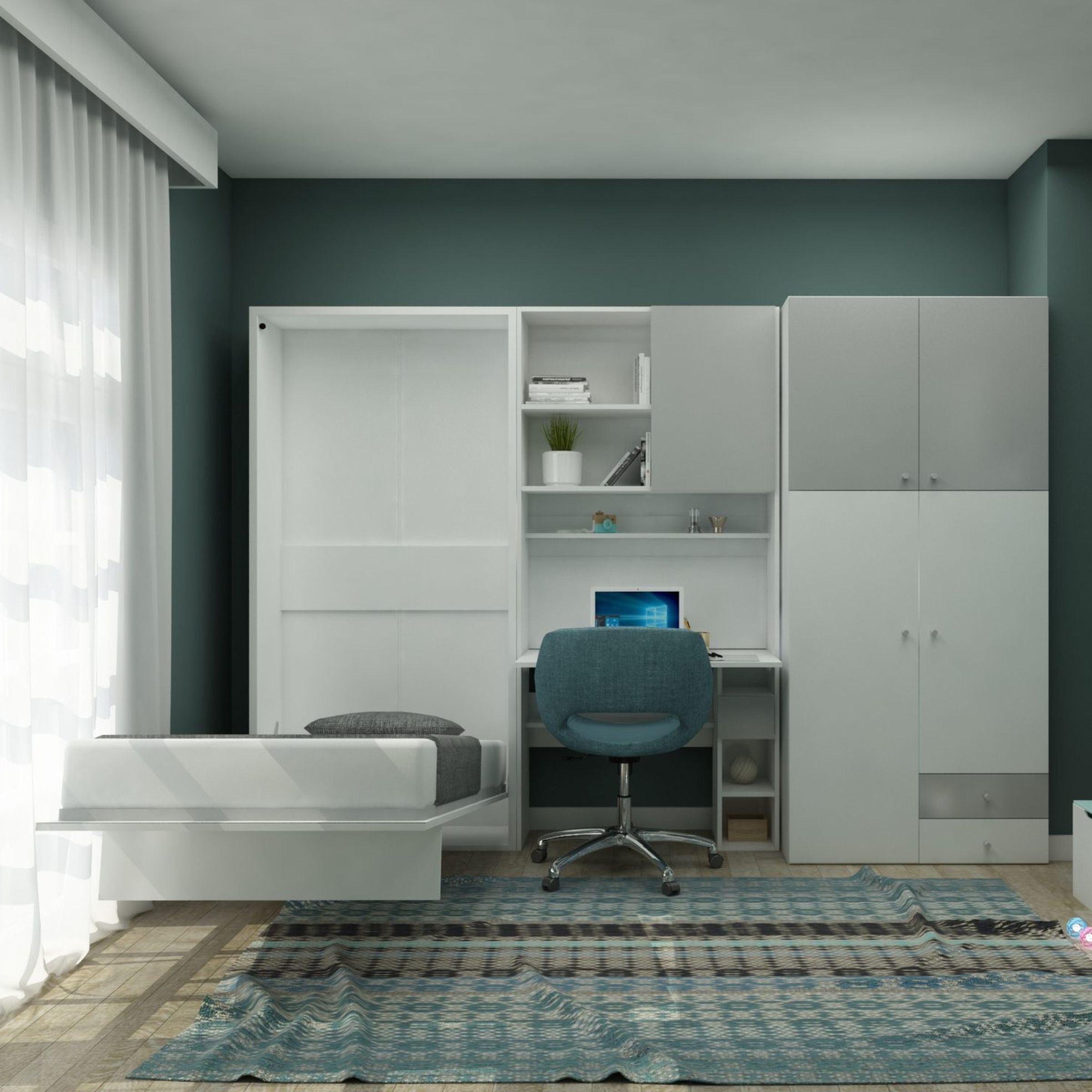 Happy Convertable Wall Bed With Quality Mattress 1101 - Bedsteads - ebarza Furniture UAE | Shop Modern Furniture in Abu Dhabi & Dubai - مفروشات ايبازرا في الامارات | تسوق اثاث عصري وديكورات مميزة في دبي وابوظبي