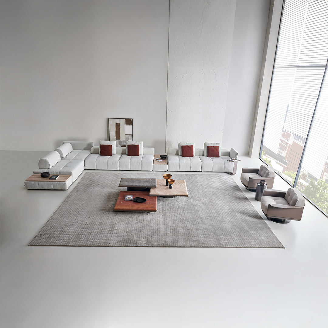 2 Seater Puzzle Sofa + Leather Side Table - Sofas - ebarza Furniture UAE | Shop Modern Furniture in Abu Dhabi & Dubai - مفروشات ايبازرا في الامارات | تسوق اثاث عصري وديكورات مميزة في دبي وابوظبي