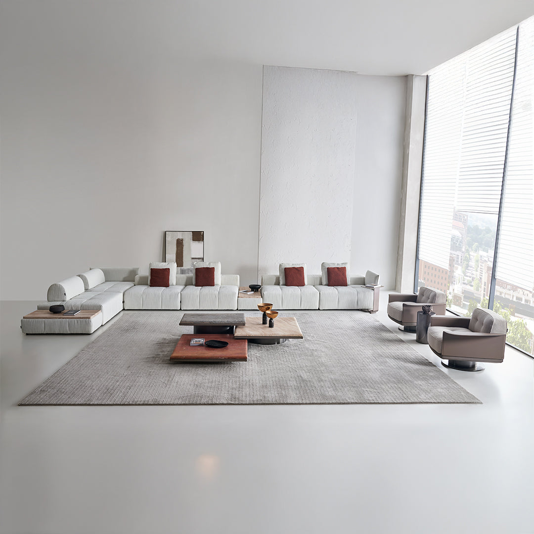 2 Seater Puzzle Sofa + Leather Side Table - Sofas - ebarza Furniture UAE | Shop Modern Furniture in Abu Dhabi & Dubai - مفروشات ايبازرا في الامارات | تسوق اثاث عصري وديكورات مميزة في دبي وابوظبي