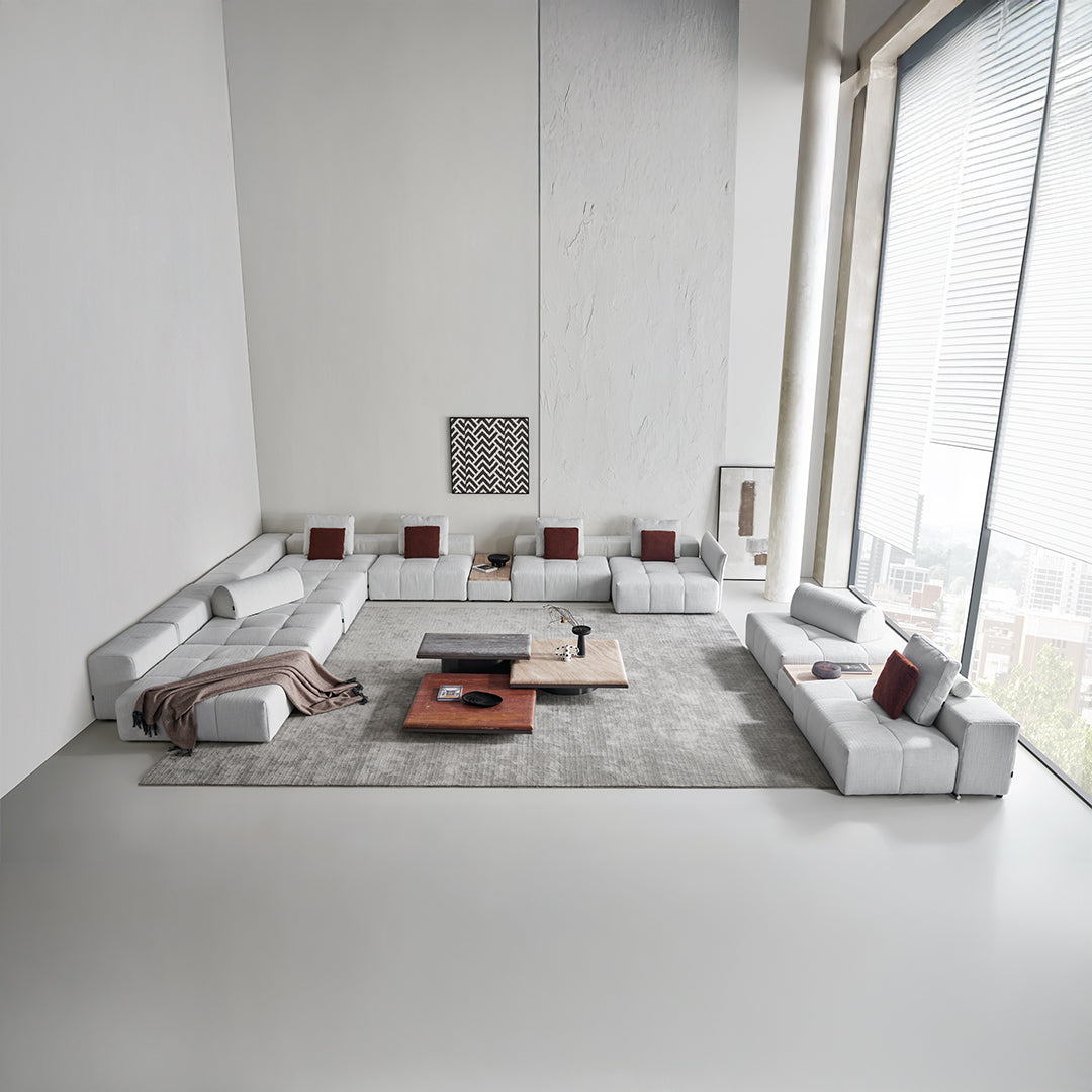 2 Seater Puzzle Sofa + Leather Side Table - Sofas - ebarza Furniture UAE | Shop Modern Furniture in Abu Dhabi & Dubai - مفروشات ايبازرا في الامارات | تسوق اثاث عصري وديكورات مميزة في دبي وابوظبي