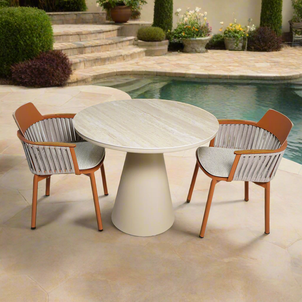 Porto Outdoor Dining/Armchair with Alu Back and PVC Strap - AC2022N04ROP - Chairs - ebarza Furniture UAE | Shop Modern Furniture in Abu Dhabi & Dubai - مفروشات ايبازرا في الامارات | تسوق اثاث عصري وديكورات مميزة في دبي وابوظبي
