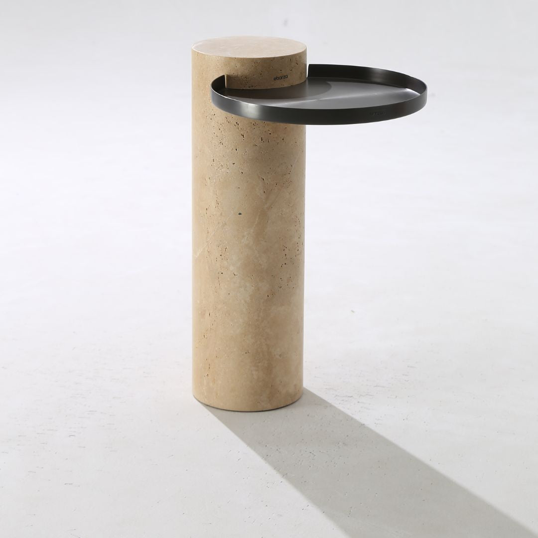 Solid Travatine Side Table ST8699-32-NEW - Side Tables - ebarza Furniture UAE | Shop Modern Furniture in Abu Dhabi & Dubai - مفروشات ايبازرا في الامارات | تسوق اثاث عصري وديكورات مميزة في دبي وابوظبي