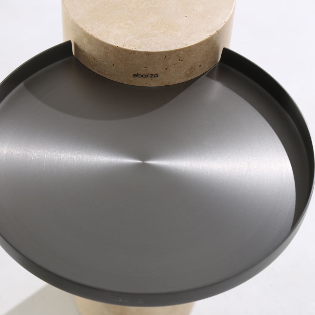 Solid Travatine Side Table ST8699-32-NEW - Side Tables - ebarza Furniture UAE | Shop Modern Furniture in Abu Dhabi & Dubai - مفروشات ايبازرا في الامارات | تسوق اثاث عصري وديكورات مميزة في دبي وابوظبي