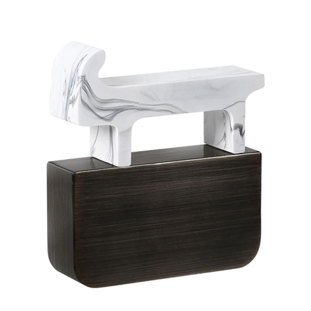 White Resin Dog With Black Metal Base-B FB-W23006B - Home Decor Figurines - ebarza Furniture UAE | Shop Modern Furniture in Abu Dhabi & Dubai - مفروشات ايبازرا في الامارات | تسوق اثاث عصري وديكورات مميزة في دبي وابوظبي