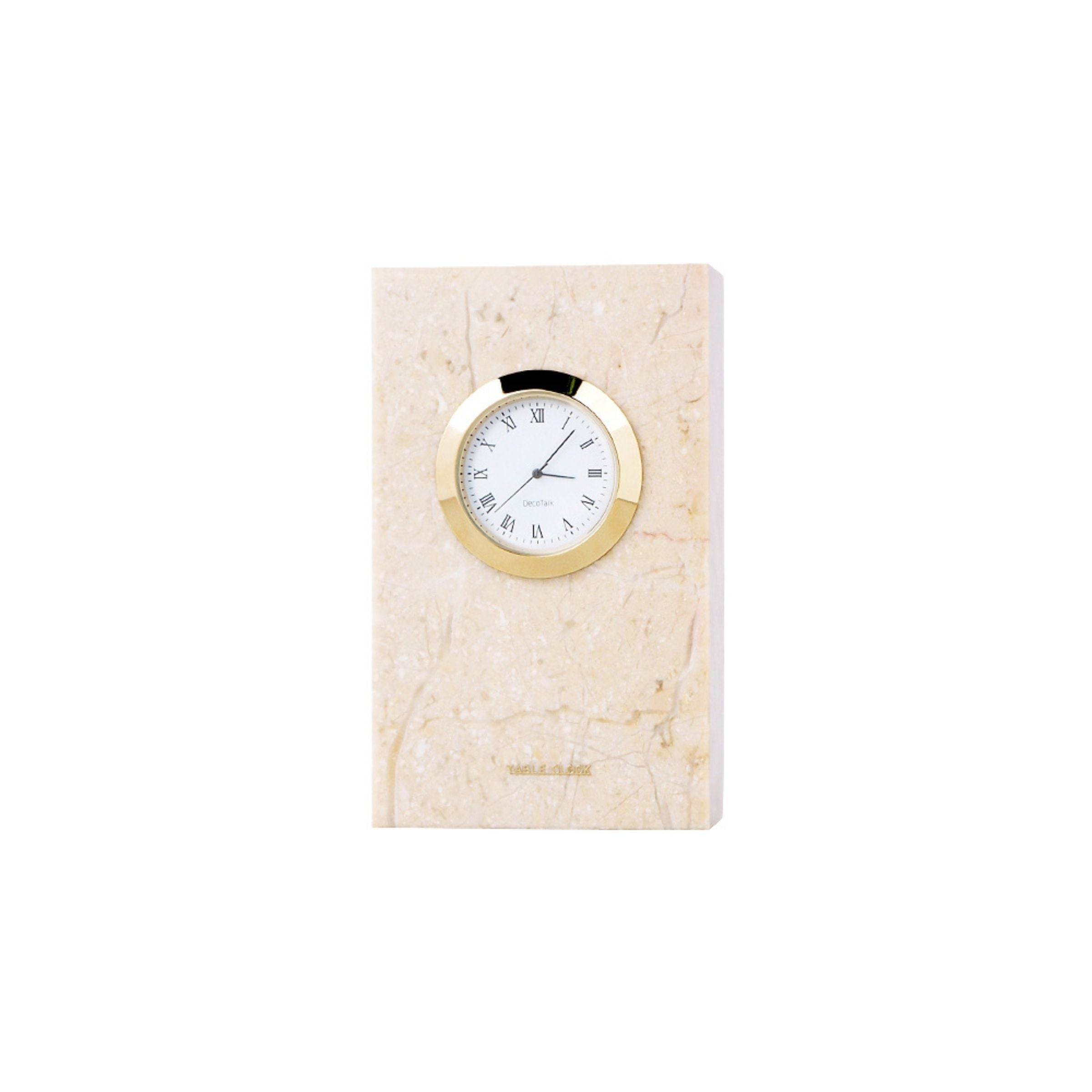 Beige Marble Small Table Clock TCA830 - Clocks - ebarza Furniture UAE | Shop Modern Furniture in Abu Dhabi & Dubai - مفروشات ايبازرا في الامارات | تسوق اثاث عصري وديكورات مميزة في دبي وابوظبي