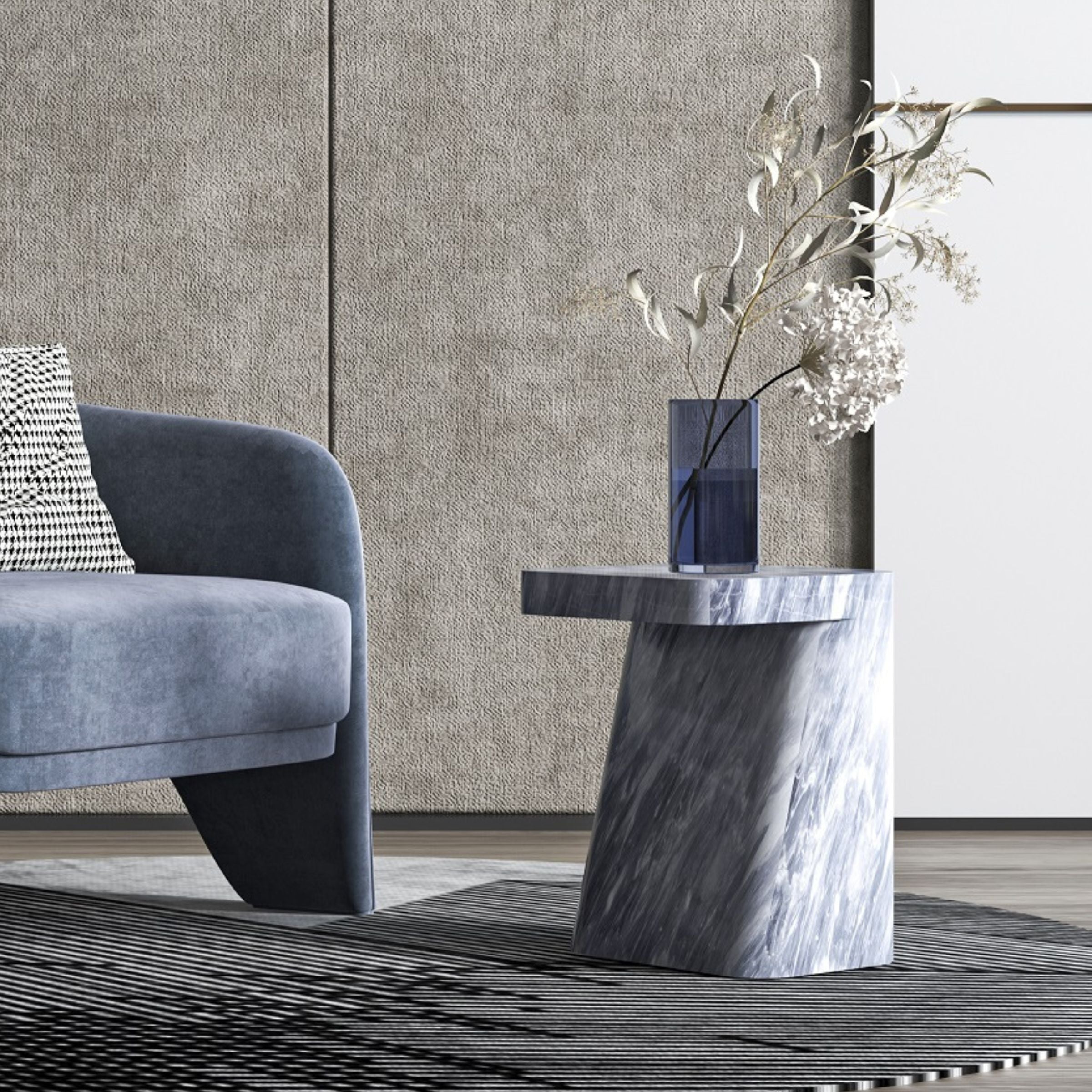 Rome Natural Marble Side Table Lucust 323STL - Side Tables - ebarza Furniture UAE | Shop Modern Furniture in Abu Dhabi & Dubai - مفروشات ايبازرا في الامارات | تسوق اثاث عصري وديكورات مميزة في دبي وابوظبي